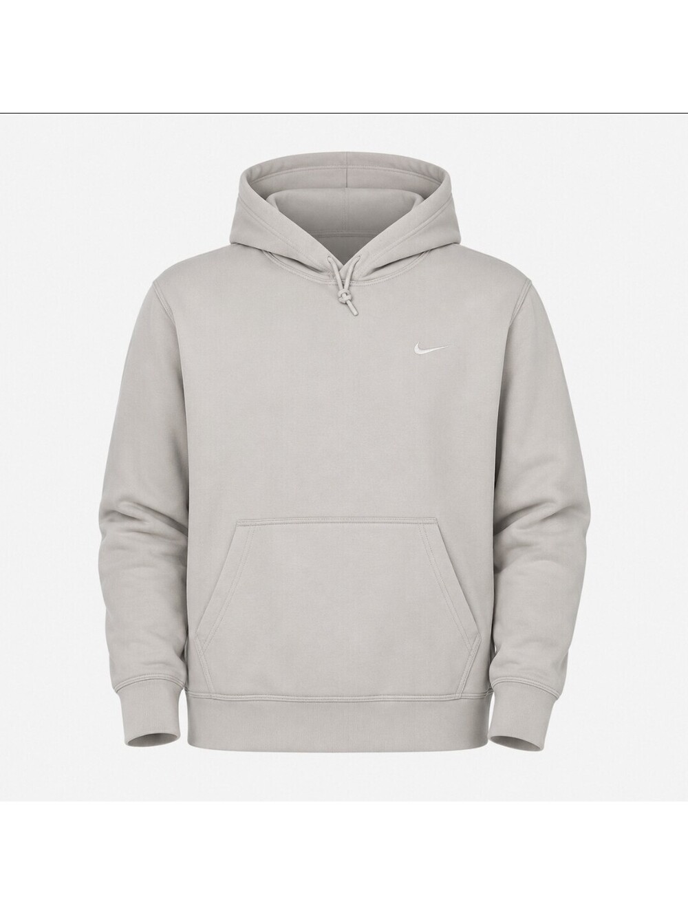 Nike Club Fleece Hoodie Mens Large Light Beige Pullover Swoosh Sweatshirt